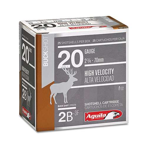 Aguila 1C2002BA Field  20 Gauge 2.75" 1 oz 2 Buck Shot 25 Bx/ 10 Cs