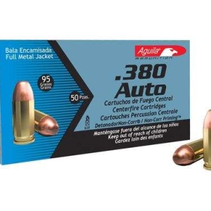Aguila 1E802110 Pistol  380 ACP 95 gr Full Metal Jacket (FMJ) 50 Bx/ 20 Cs