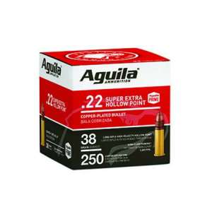 Aguila 1B221103 Standard High Velocity 22 LR 38 gr Copper Plated Hollow Point (CPHP) 250 Bx/ 8 Cs