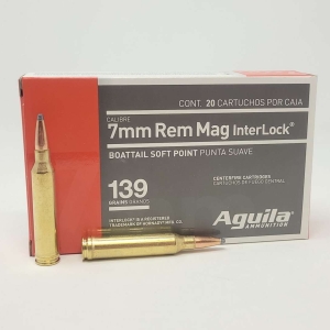 Aguila 80591AG 7mm Rem Mag 139 gr InterLock Boat Tail Soft Point 20 Per Box/ 10 Case