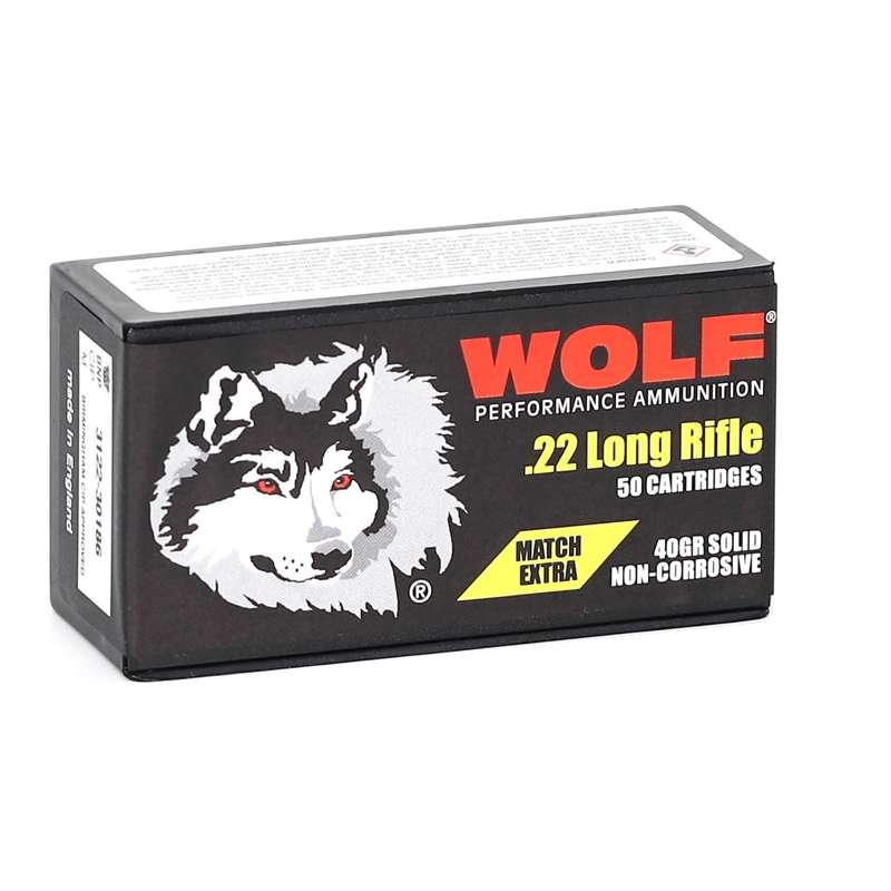 WOLF MATCH EXTRA RIMFIRE 22LR 40GR RN 50RD BOX ( 10 PER CASE)