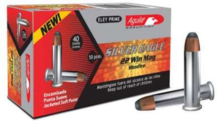 Aguila 1B222400 Special Silver Eagle 22 Mag 40 gr Sierra GameKing Boat-Tail Soft Point (BTSP) 50 Bx/ 20 Cs