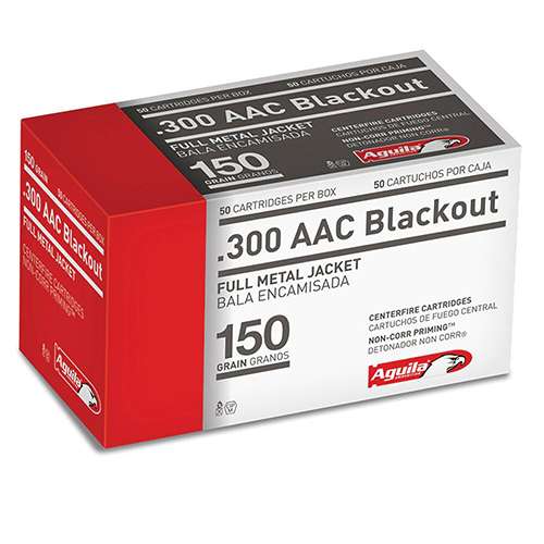 Aguila 1E300110 Rifle  300 Blackout 150 gr Full Metal Jacket Boat Tail (FMJBT) 50 Bx/ 20 Cs