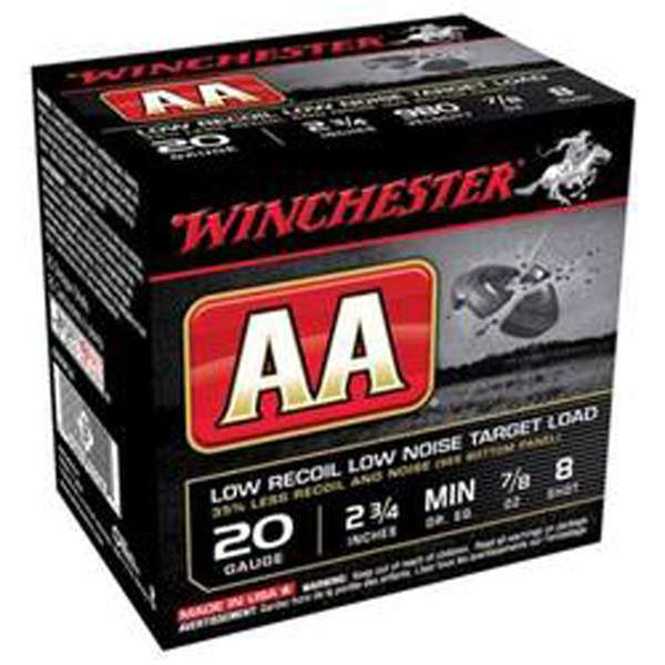 Winchester Ammo AA20FL8 AA Low Recoil Low Noise 20 Gauge 2.75" 7/8 oz 8 Shot 25 Bx/ 10 Cs