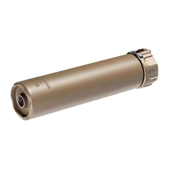 2ND GEN SOCOM SUPPRESSOR, HIGH TEMPERATURE ALLOY CONSTRUCTION, FOR USE WITH 5.56 CALIBER AMMUNITION, FOR BARRELS SHORTER THAN 10", DARK EARTH FINISH