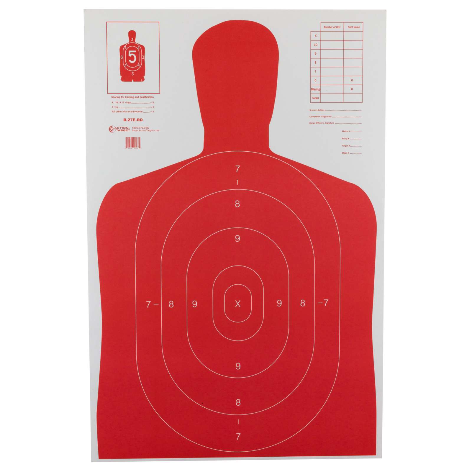 Action Target B27ERD100 B-27E High Visibility Silhouette Paper Target 23" x 35" 100 Per Box