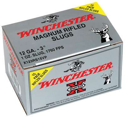 Winchester Ammo X123RS15VP Super-X Rifled Slug Hollow Point 12 Gauge 3" 1 oz Slug Shot 15 Bx/ 10 Cs
