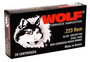 Wolf 22355FMJTINS PolyFormance  223 Rem 55 gr Full Metal Jacket (FMJ) 20 Bx/ 25 Cs
