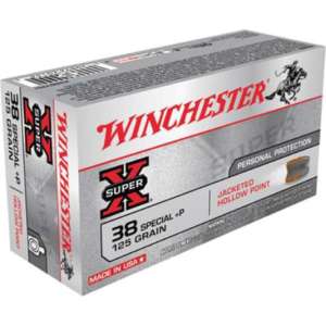 Winchester Ammo X38S7PH Super-X 38 Special +P 125 gr Jacketed Hollow Point (JHP) 50 Bx/ 10 Cs