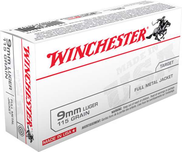 Winchester Ammo Q4172 USA 9mm Luger 115 gr Full Metal Jacket (FMJ) 50 Bx/ 10 Cs