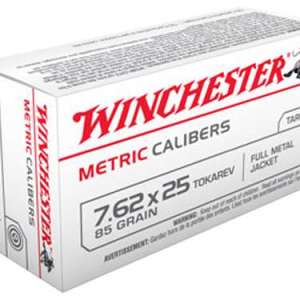 Winchester Ammo MC762TOK USA 7.62x25mm Tokarev 85 gr Full Metal Jacket (FMJ) 50 Bx/ 30 Cs