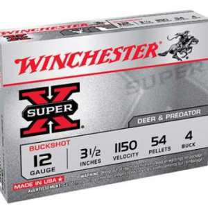 Winchester Ammo XB12L4 Super-X  12 Gauge 3.5" 54 Pellets 4 Buck Shot 5 Bx/ 50 Cs