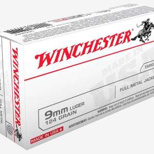 Winchester Ammo USA9MM USA  9mm Luger 124 gr Full Metal Jacket (FMJ) 50 Bx/ 10 Cs
