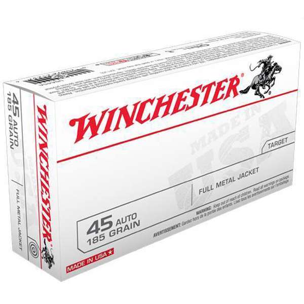 Winchester Ammo USA45A USA  45 ACP 185 gr Full Metal Jacket (FMJ) 50 Bx/ 10 Cs