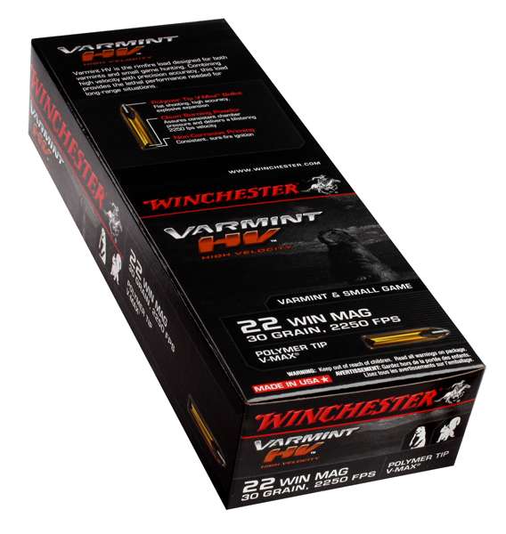 Winchester Ammo S22M2PT Varmint HV  22 Mag 30 gr V-Max 50 Bx/ 20 Cs