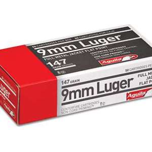 Aguila 1E097719 Pistol  9mm Luger 147 gr Full Metal Jacket Flat Point (FMJFP) 50 Bx/ 20 Cs