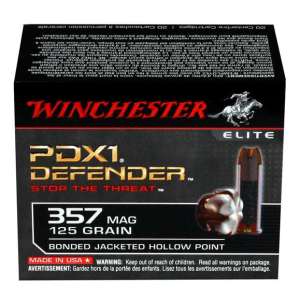 Winchester Ammo S357MPDB Defender  357 Mag 125 gr Bonded Jacket Hollow Point 20 Bx/ 10 Cs