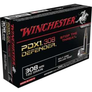 Winchester Ammo S308PDB Defender 308 Win 120 gr Split Core Jacketed Hollow Point 20 Bx/ 10 Cs