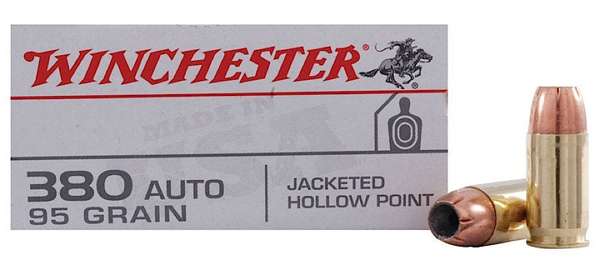 Winchester Ammo USA380JHP USA  380 ACP 95 gr Jacketed Hollow Point (JHP) 50 Bx/ 10 Cs