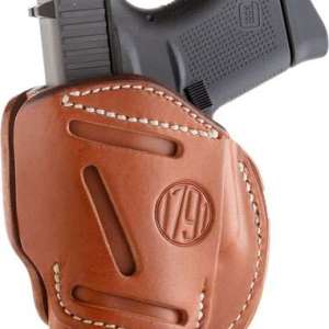 1791 Gunleather 3WH2CBRA 3 Way Brown Leather OWB fits Glock 42/Ruger LCP/S&W Bodyguard Ambidextrous Hand
