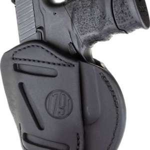 1791 Gunleather 3WH3SBLA 3 Way Stealth Black Leather OWB fits Glock 26;Ruger LC9;S&W Shield Ambidextrous Hand