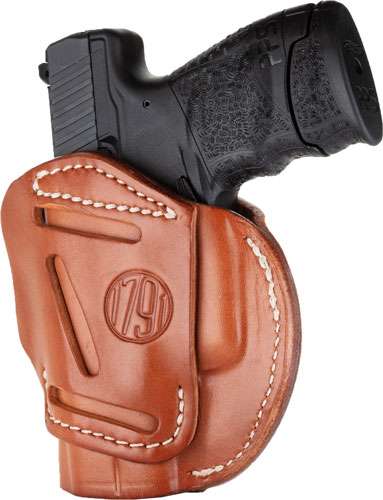 1791 Gunleather 3WH3CBRA 3 Way  Brown Leather OWB fits Glock 26;Ruger LC9;S&W Shield Ambidextrous Hand