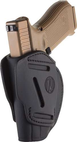 1791 Gunleather 3WH5SBLA 3 Way  Stealth Black Leather OWB fits Glock 17/HK VP9/S&W M&P9/Sprgfld XD9 Ambidextrous Hand