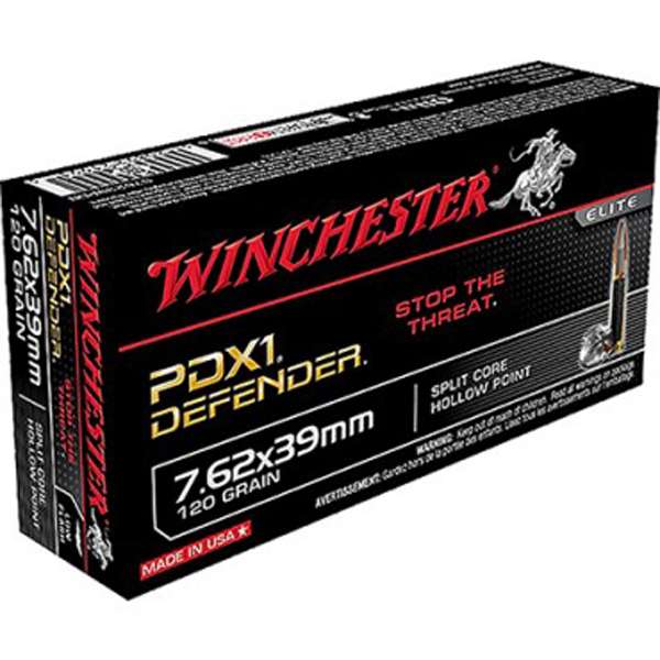 Winchester Ammo S76239PDB Defender 7.62x39mm 120 gr Split Core Jacketed Hollow Point 20 Bx/ 10 Cs