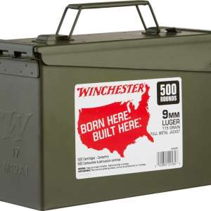 Winchester Ammo WW9C USA  9mm Luger 115 gr Full Metal Jacket (FMJ) 500 Bx/ 2 Cs (Ammo Can)