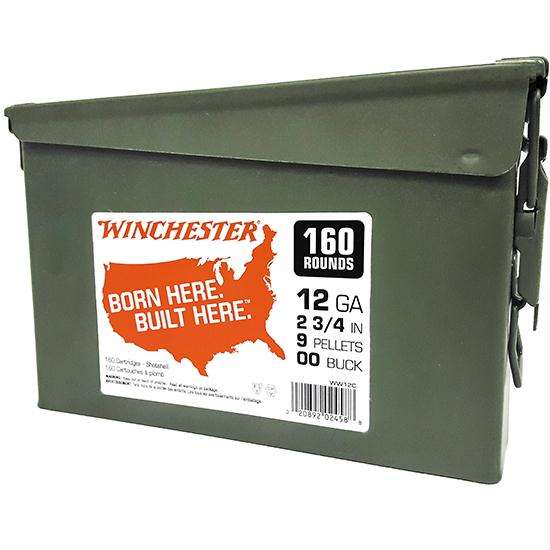 Winchester Ammo WW12C Winchester Buckshot  12 Gauge 2.75" 9 Pellets 00 Buck Shot 160 Can/ 2 Case