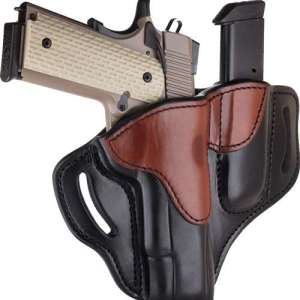 1791 Gunleather BH1M1BLBR BH1M1 Black w/Brown Trim Leather OWB Browning Hi-Power/Colt 1911/Sig Sauer 1911 Right Hand
