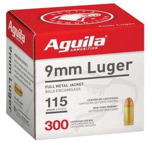 Aguila 1E097700 9mm Luger  115 gr Full Metal Jacket (FMJ) 300 Bx