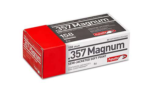 Aguila 1E572823 Pistol 357 Mag 158 gr Semi Jacketed Soft Point (SJSP) 50 Bx/ 20 Cs