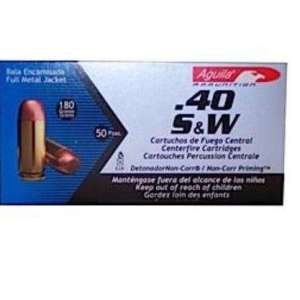 Aguila 1E402110 Pistol  40 S&W 180 gr Full Metal Jacket Flat Nose 50 Bx/ 20 Cs