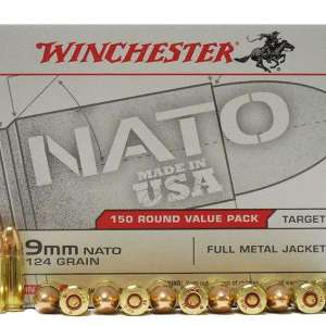Winchester Ammo USA9NATO USA  9mm NATO 124 gr Full Metal Jacket (FMJ) 150 Bx/ 5 Cs