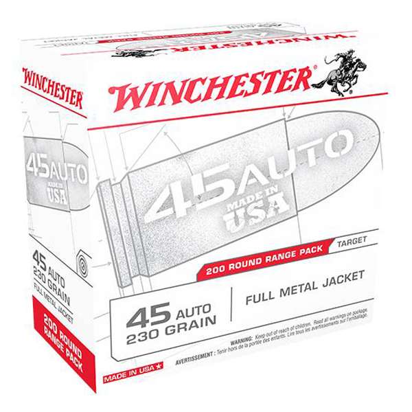 Winchester Ammo USA45W USA  45 ACP 230 gr Full Metal Jacket (FMJ) 200 Bx/ 3 Cs