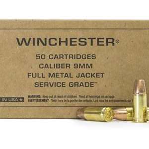 Winchester Ammo SG9W Service Grade  9mm Luger 115 gr Full Metal Jacket (FMJ) 50 Bx/ 10 Cs