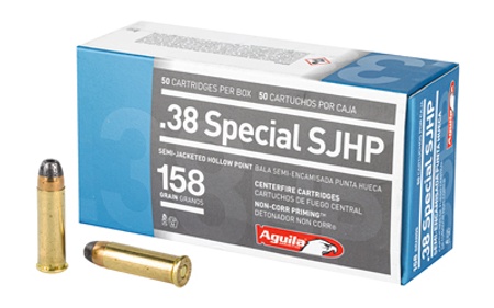 Aguila 1E382520 Pistol  38 Special 158 gr Semi Jacketed Hollow Point (SJHP) 50 Bx/ 10 Cs