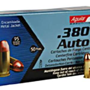 Aguila 1E802112 Pistol  380 ACP 90 gr Jacketed Hollow Point (JHP) 50 Bx/ 10 Cs