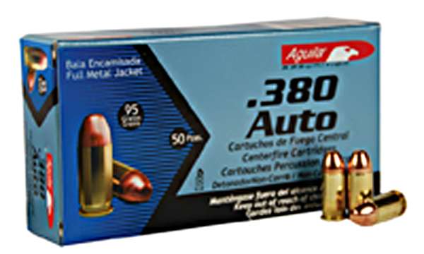 Aguila 1E802112 Pistol  380 ACP 90 gr Jacketed Hollow Point (JHP) 50 Bx/ 10 Cs