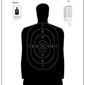 Action Target B-34-100 B-34 Qualification Target Silhouette Hanging Paper Target 17.50" x 23" 100 Per Box
