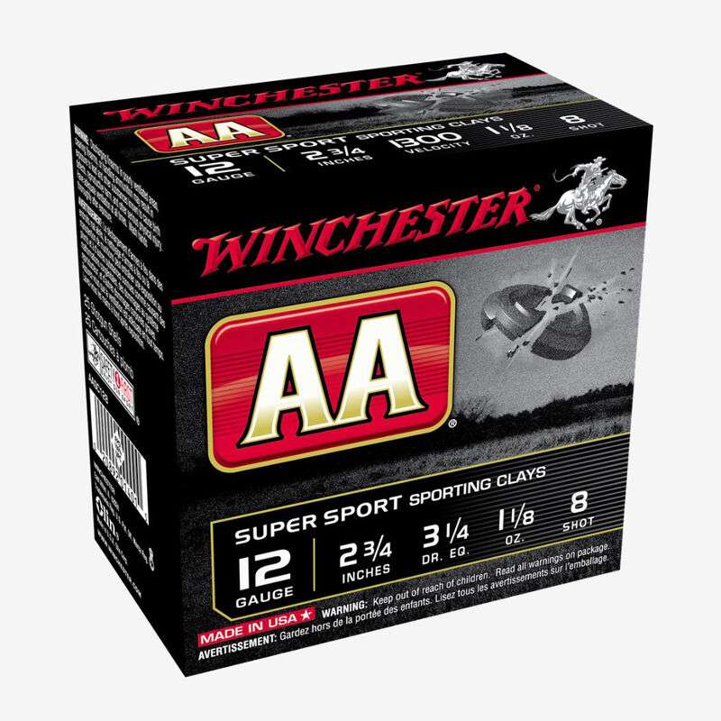 Winchester Ammo AASC128VP AA Sporting Clay 12 Gauge 2.75" 1 1/8 oz 8 Shot 100 Bx/ 2 Cs (Value Pack)