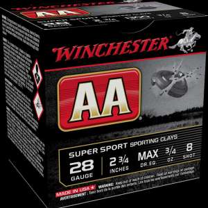 Winchester Ammo AASC288 AA Sporting Clay 28 Gauge 2.75" 3/4 oz 8 Shot 25 Bx/ 10 Cs