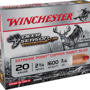 Winchester Ammo X20DSLF Deer Season XP Copper Impact 20 Gauge 2.75" 1 oz Sabot Slug Shot 5 Bx/ 20 Cs