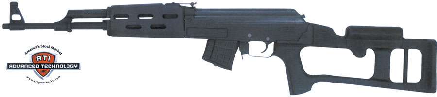 Advanced Technology MAK0100 Fiberforce Stock Package Fixed Thumbhole Black Synthetic & Ventilated Handguard for AK-47 Rifle