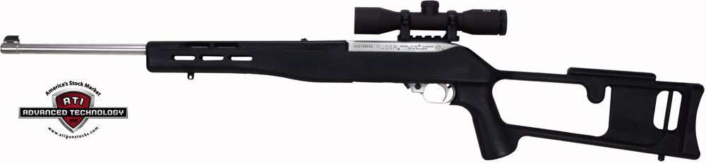 Advanced Technology RUG3000 Fiberforce Rifle Stock Fixed Thumbhole Black Synthetic for Ruger 10/22 (Non-Takedown Models)