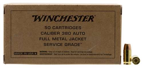 Winchester Ammo SG380W Service Grade  380 ACP 95 gr Full Metal Jacket Flat Nose (FMJFN) 50 Bx/ 10 Cs