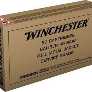 Winchester Ammo SG40W Service Grade  40 S&W 165 gr Full Metal Jacket Flat Nose (FMJFN) 50 Bx/ 10 Cs