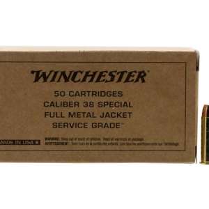 Winchester Ammo SG38W Service Grade  38 Special 130 gr Full Metal Jacket Flat Nose (FMJFN) 50 Bx/ 10 Cs