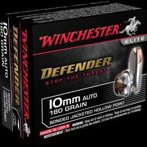 Winchester Ammo S10MMMPDB Defender  10mm Auto 180 gr Bonded Jacket Hollow Point 20 Bx/ 10 Cs